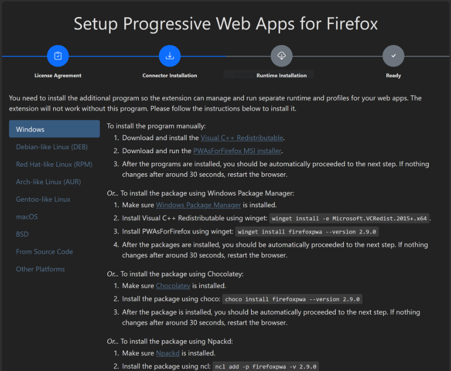 Setup FirefoxPWA