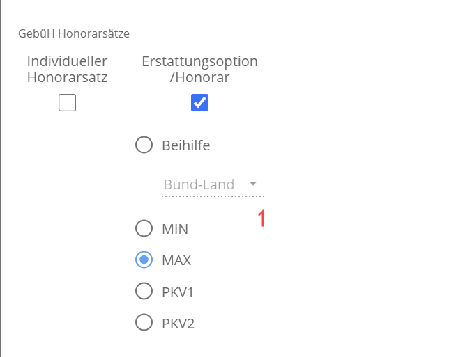 Auswahl Erstattungssatz